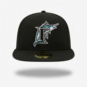 Florida Marlins New Era 59FIFTY Hat Mens Size 7 Black Cooperstown Collection NEW